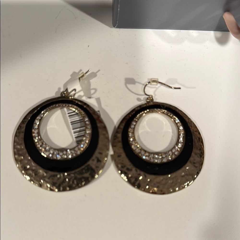 Cache Gold and Black Statement Earrings